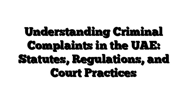 Understanding Criminal Complaints in the UAE: Statutes, Regulations, and Court Practices