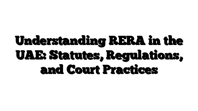 Understanding RERA in the UAE: Statutes, Regulations, and Court Practices
